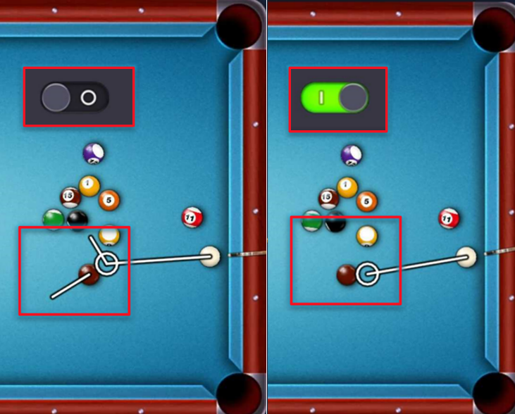 8 Ball Pool settings menu showing chat toggle options