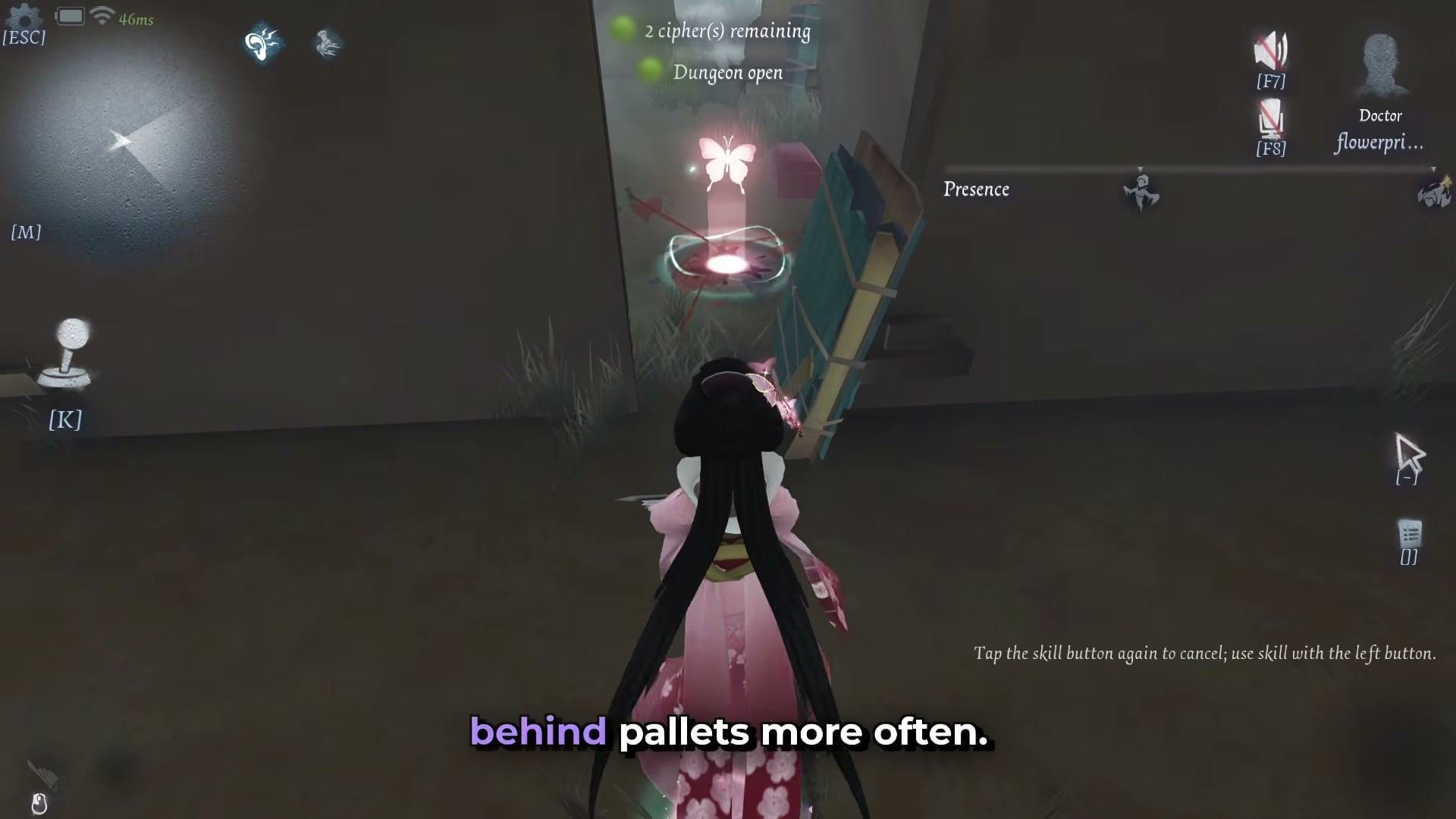 Geisha butterfly placement next to pallet Identity V