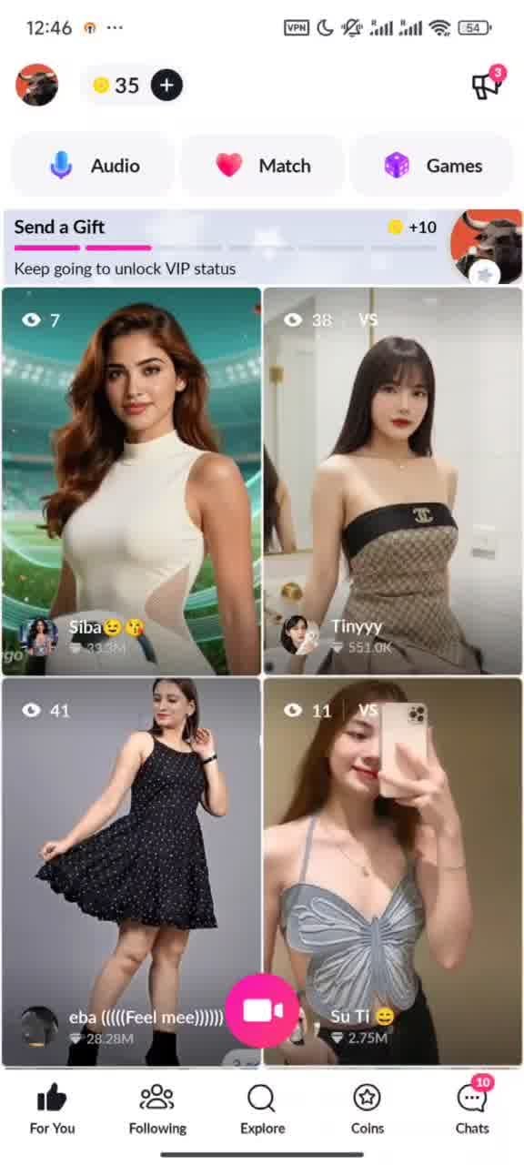 Tango Live Voor jou-feed met diamond-aantallen