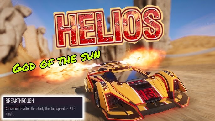 Helios desplegando huellas de neumáticos en llamas para alterar la ECU rival en Ace Racer