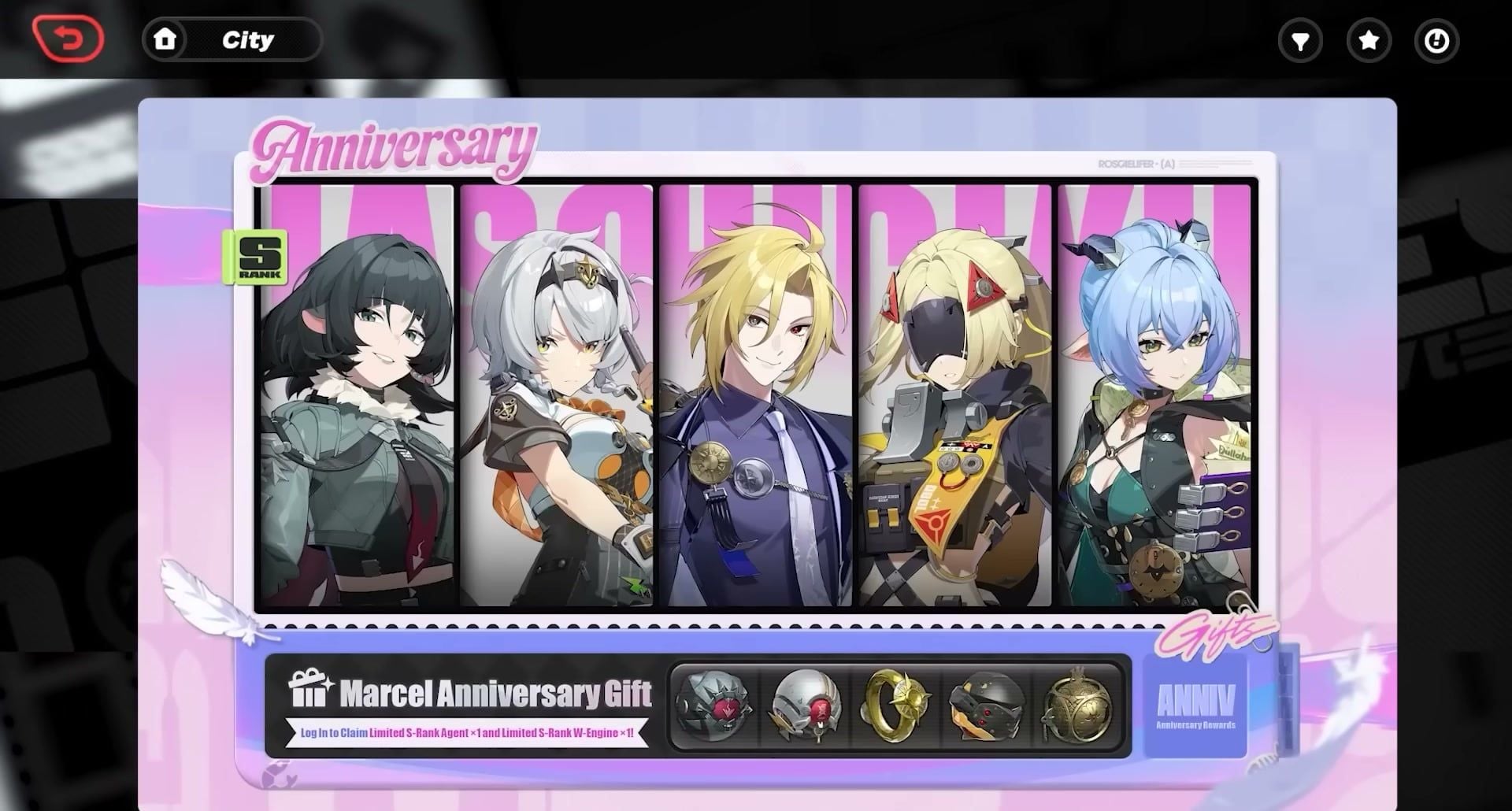 Zenless Zone Zero free agent selector Marcel Anniversary Gift event