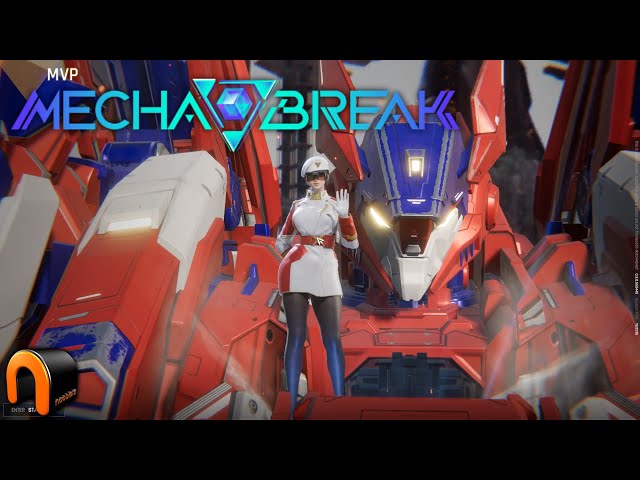 Mechas intercambiando disparos de cañón en un paso elevado destruido en Mecha BREAK