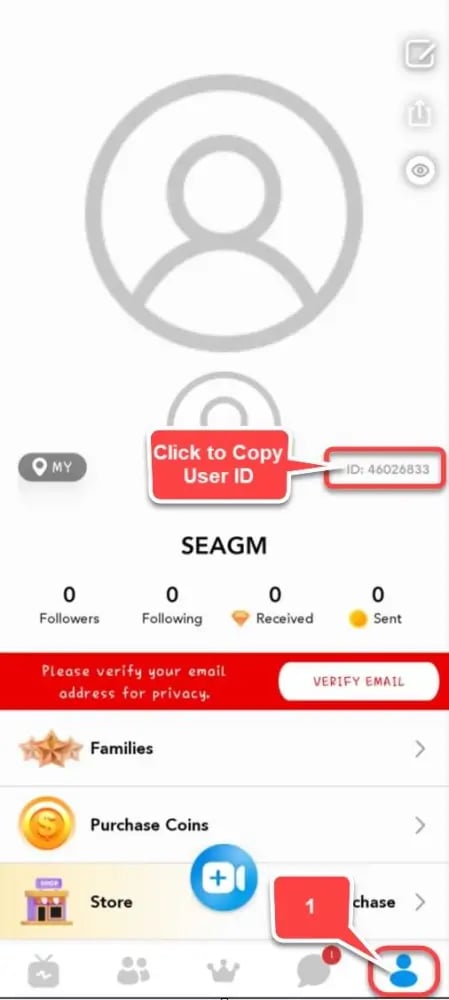 How to find your SuperLive Coins UID