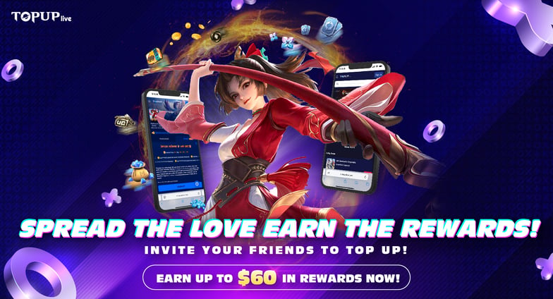 TOPUPlive storefront referral reward banner