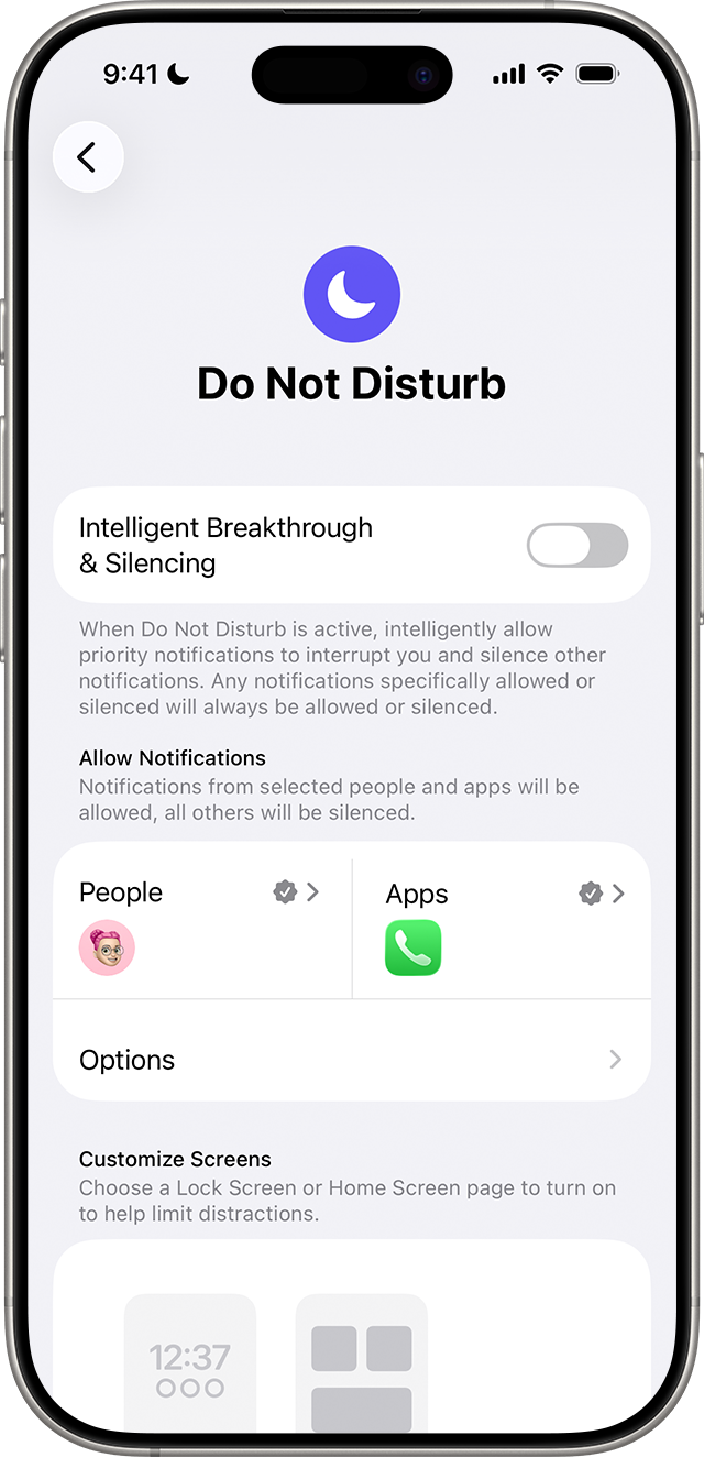 مفتاح نمط عدم الإزعاج في نظام iOS