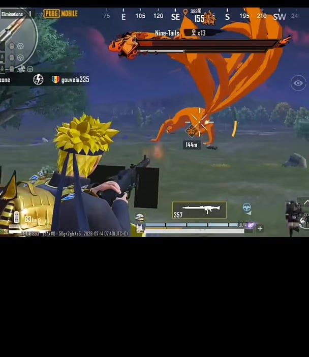 PUBG Mobile Nine-Tails boss engagement mid-fight