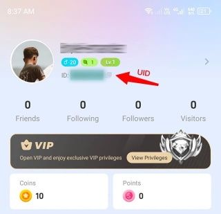 How to find your Poppo Live Coins UID