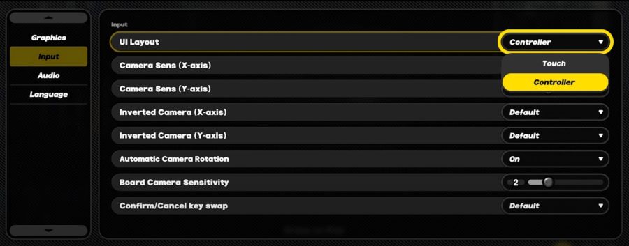 Zenless Zone Zero mobile settings interface showing UI layout switch from touch to controller