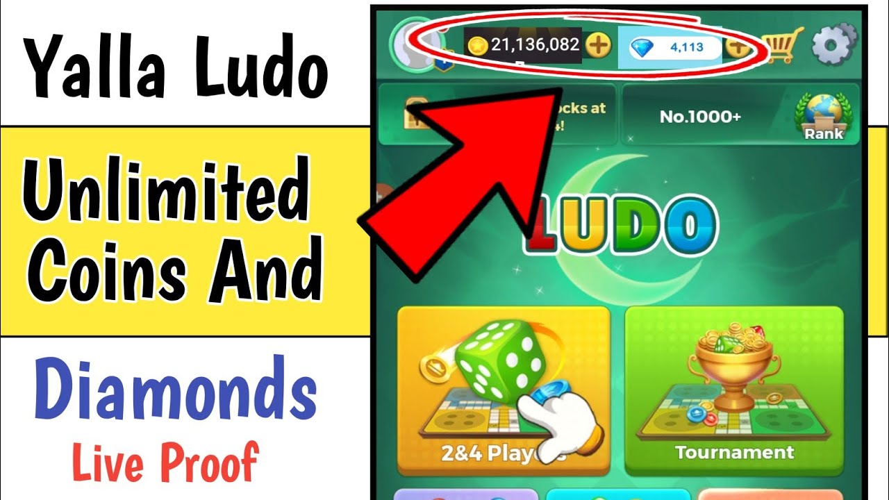 Lobby di gioco di Yalla Ludo con saldo portafoglio diamanti e oro