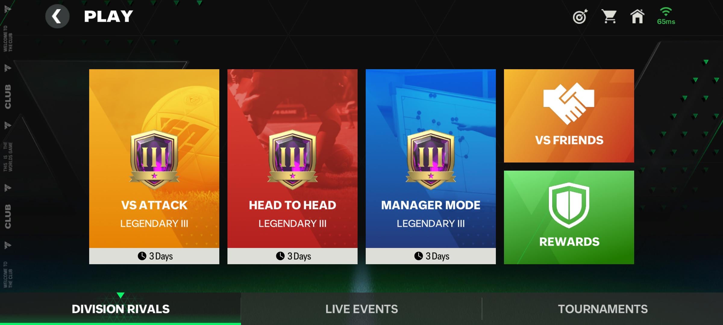 Division Rivals Manager Mode ranking and match point interface in FC Mobile