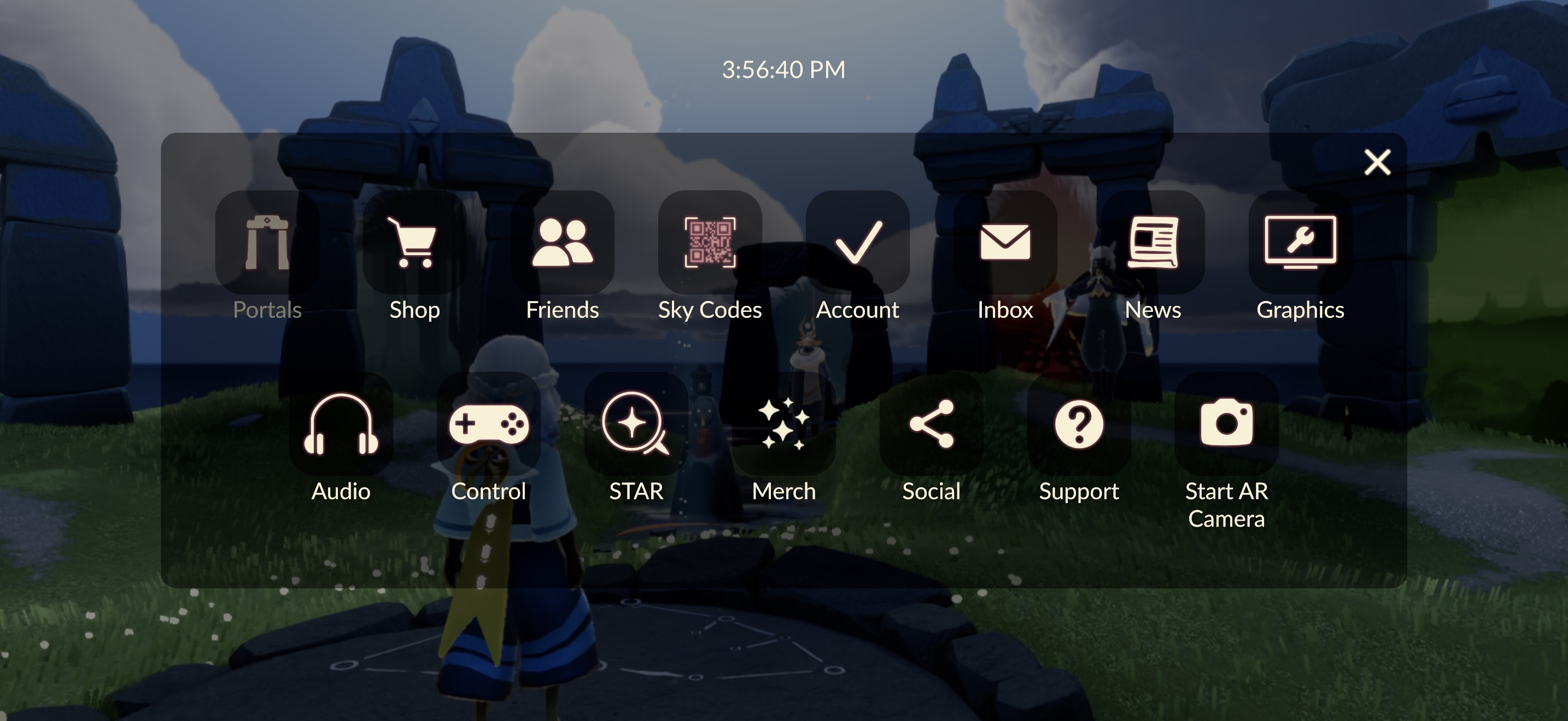 Account management menu in Sky Children of the Light on mobile showing third-party link options