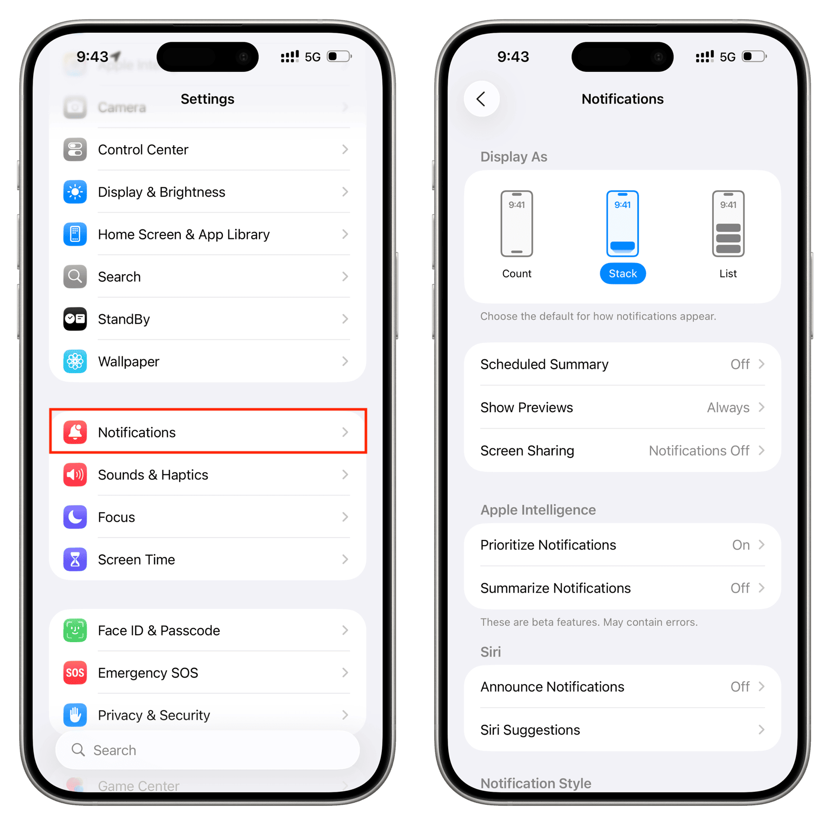 Selector de permitir notificaciones en iOS