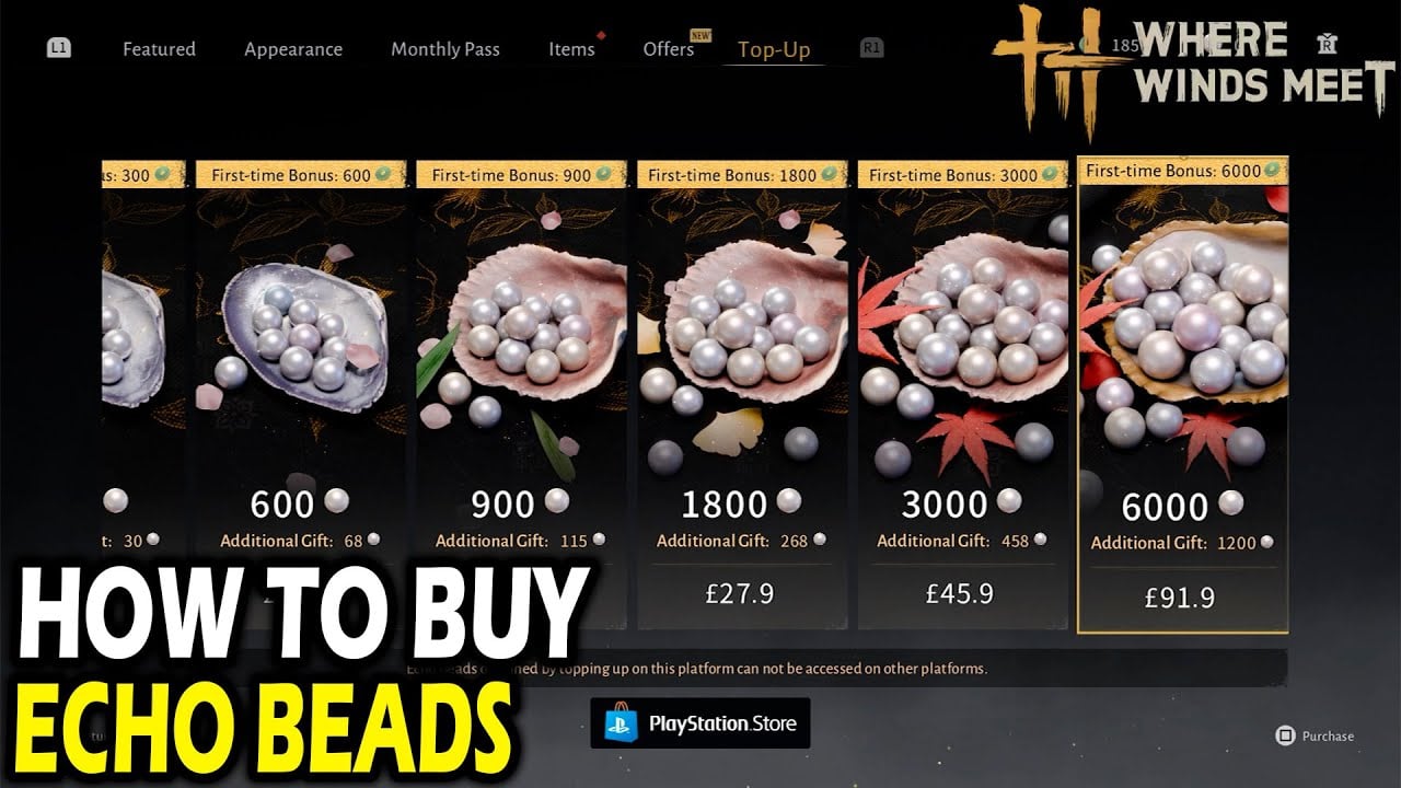 Paquetes de la tienda para comprar Echo Beads en Where Winds Meet