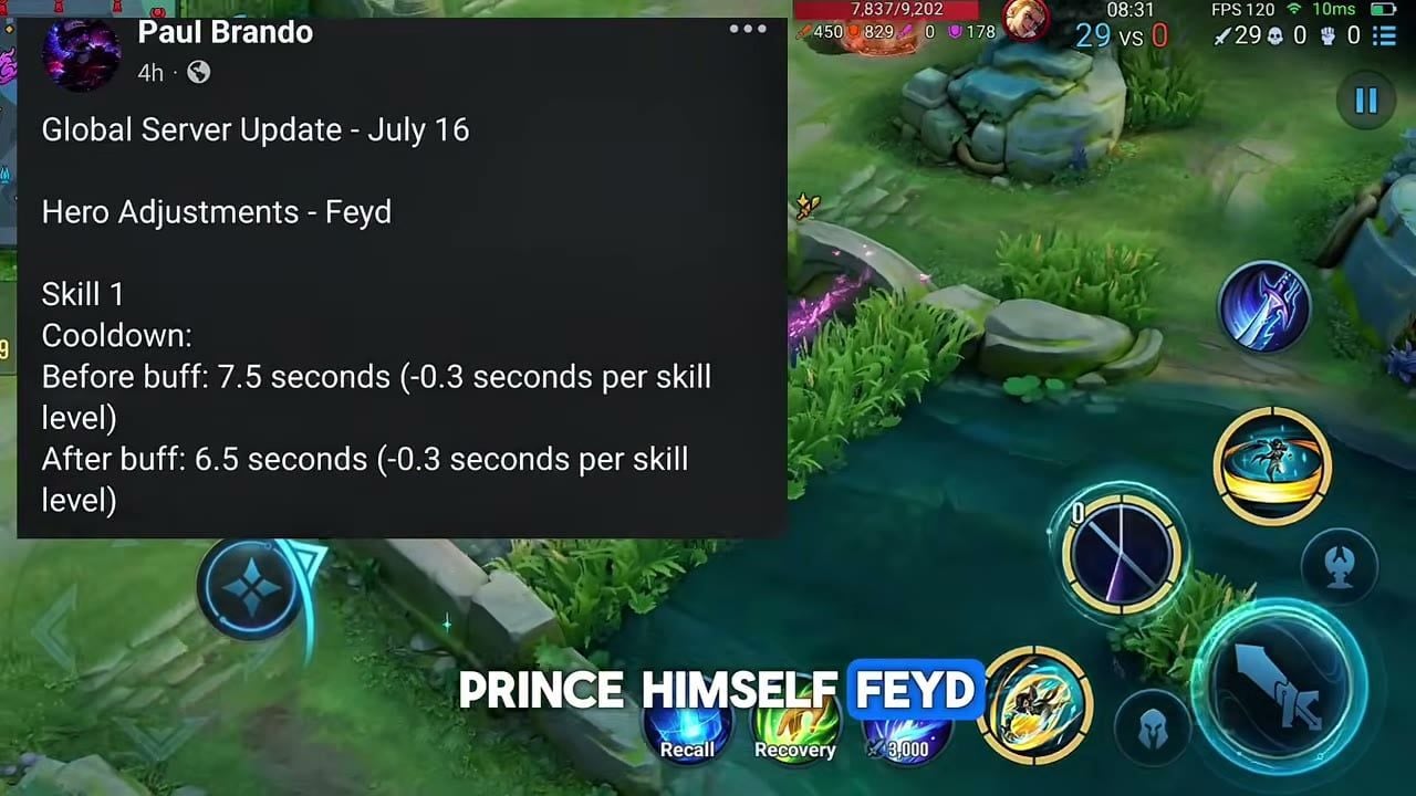 Honor of Kings Feyd Skill 1 cooldown buff July 2026