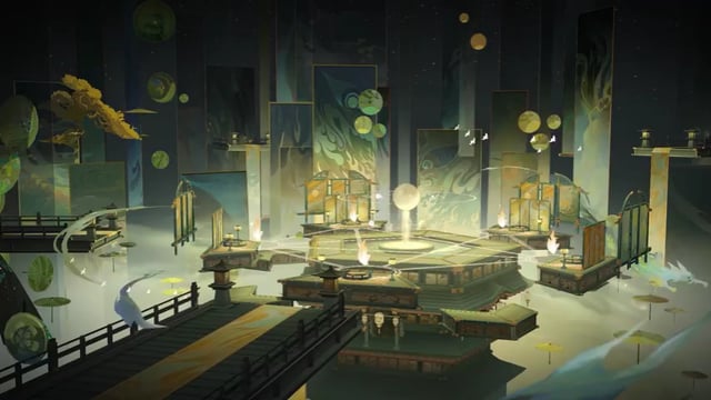 Tampilan ruang pemanggilan courtyard Onmyoji yang memperlihatkan mata uang game