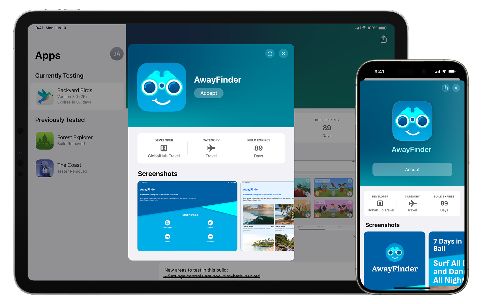 Apple TestFlight interface displaying Chamet pre-release beta build invitation