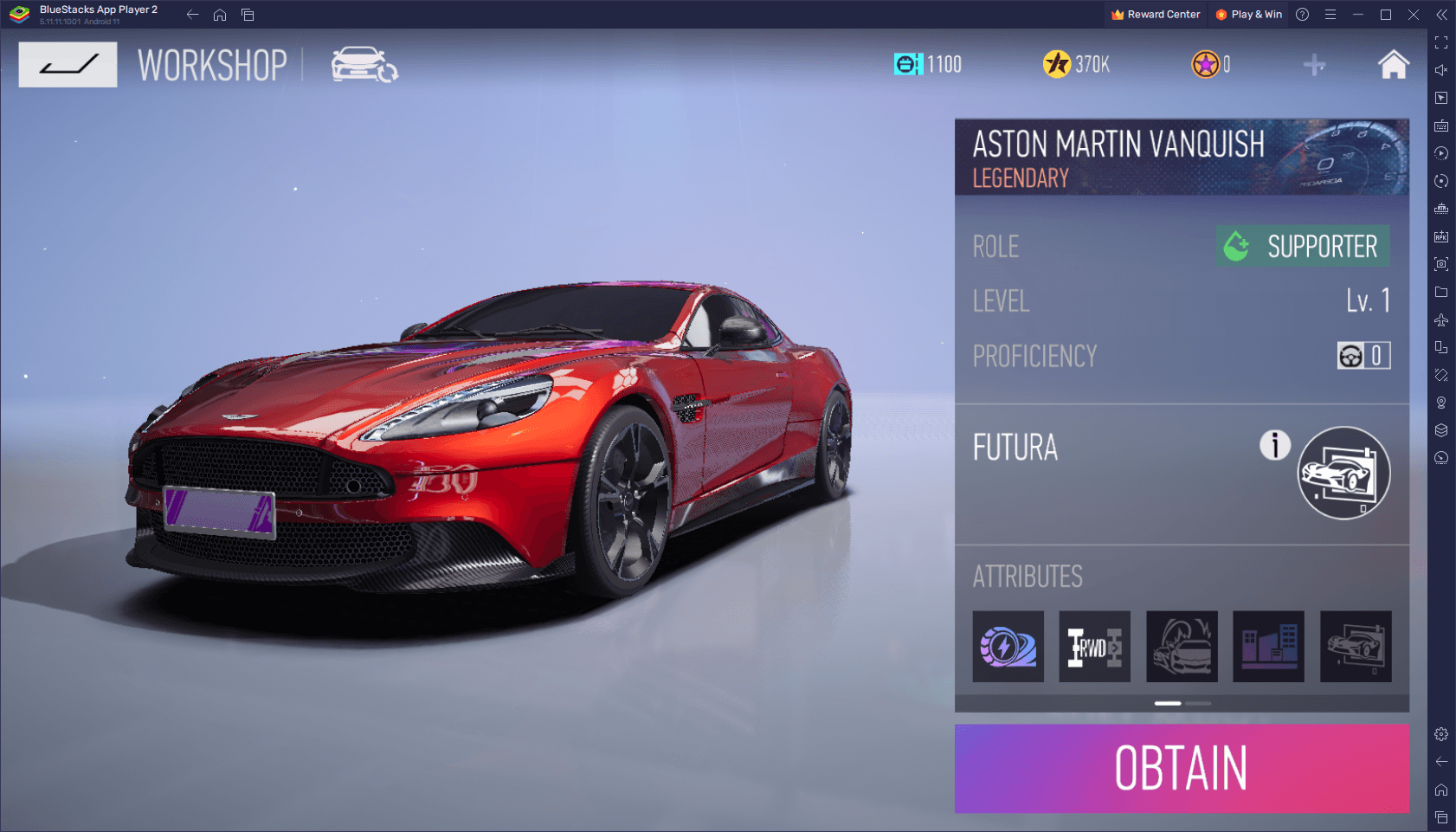 Aston Martin Vanquish activando la energía de carga definitiva de equipo en Ace Racer
