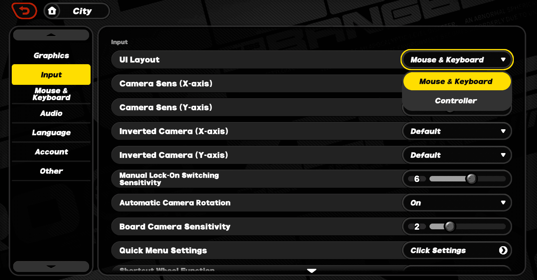 Zenless Zone Zero options menu showing the Input tab and gamepad keybind layout on PC