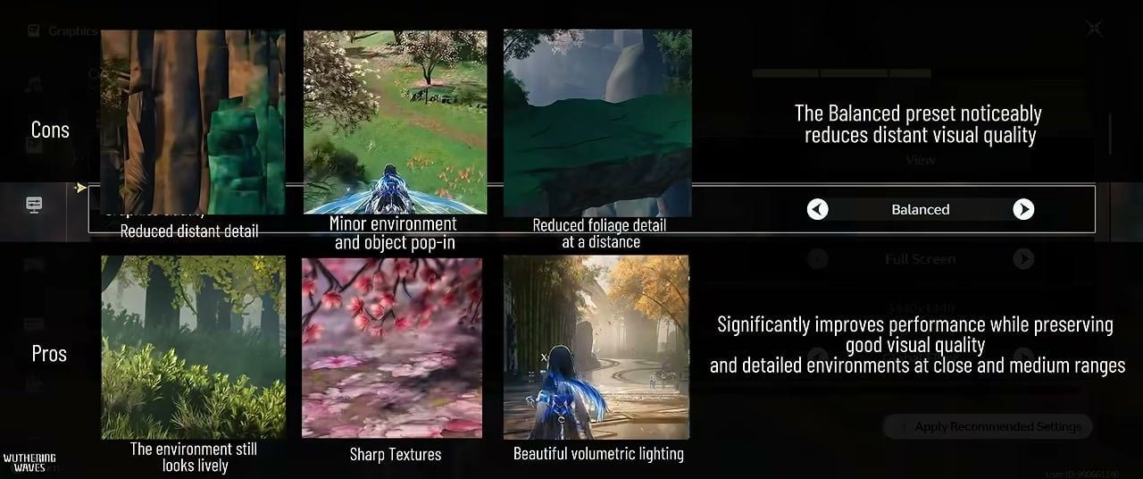 Wuthering Waves Balanced preset FPS vs distant detail tradeoff