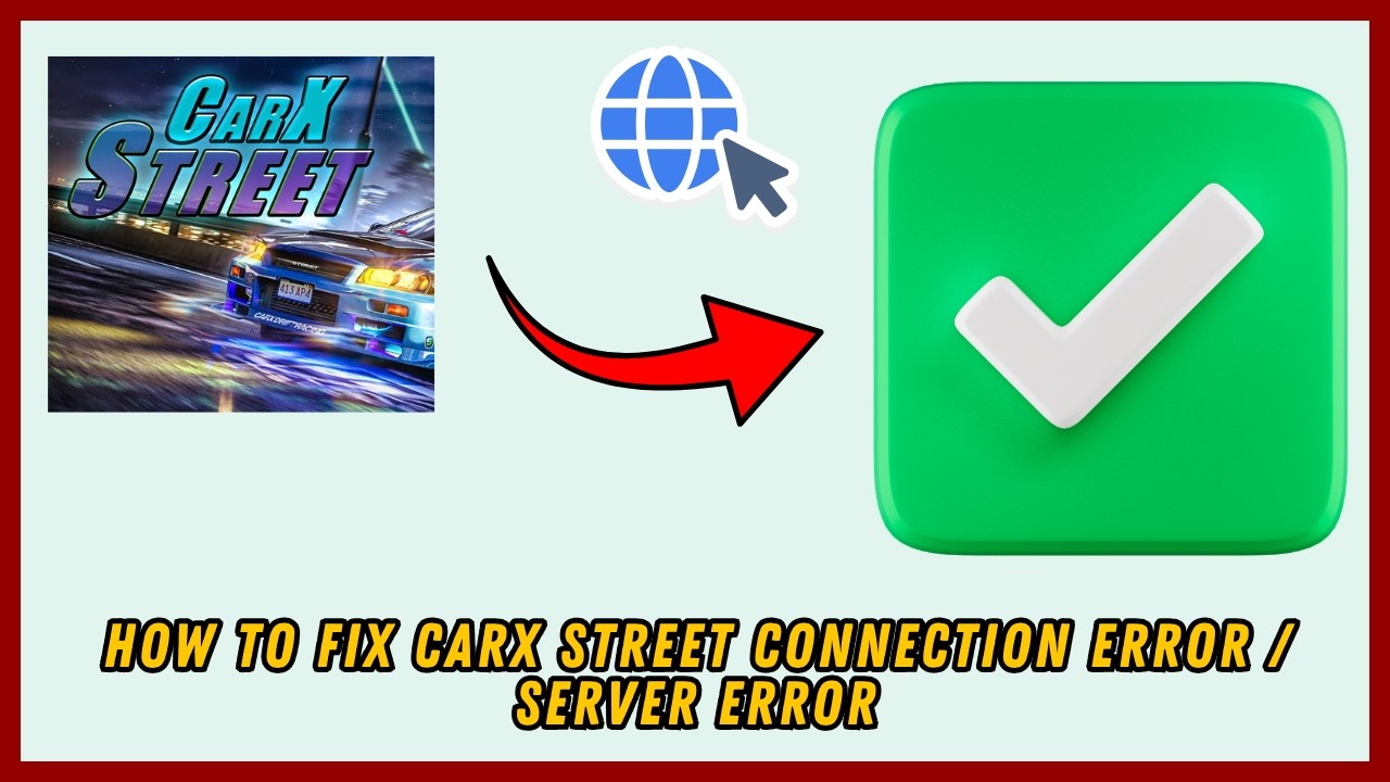 CarX Street login screen showing error code 1004 connection to server failed popup
