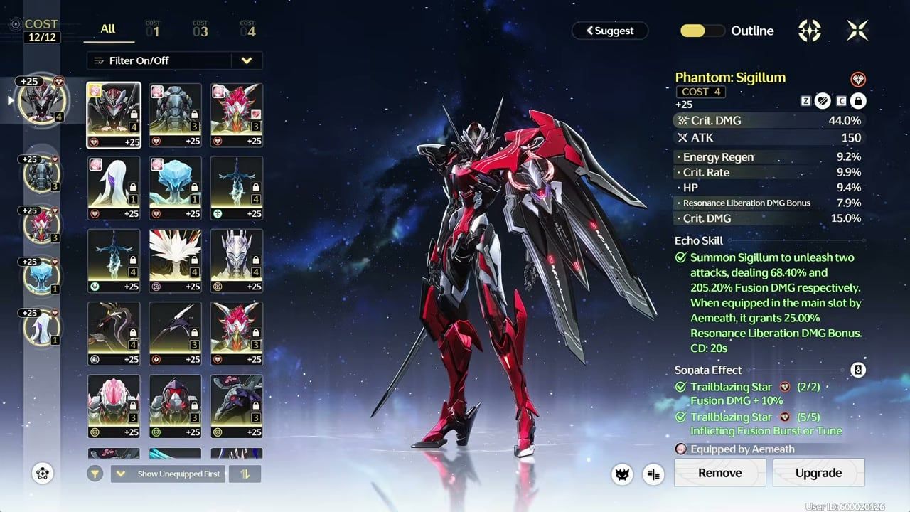 Wuthering Waves perfect Echo Cost 4 with Crit Rate and Crit DMG