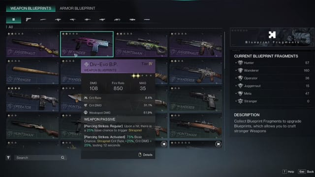 The in-game Blueprint unlock menu in Once Human showing direct Starchrom purchase paths