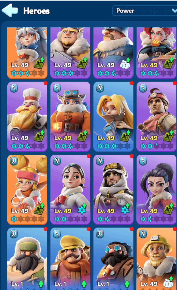 Gen 1 heroes roster showcasing Molly and Gina in Whiteout Survival