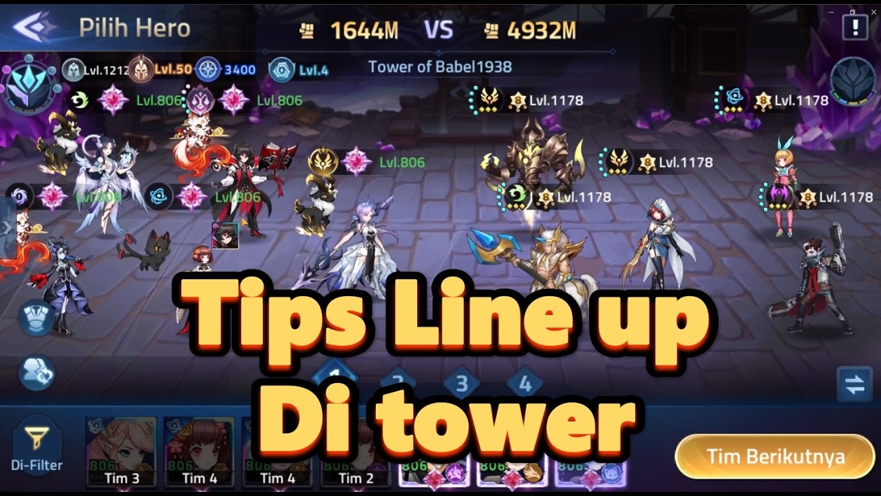 Tactical three row grid formation setup in Mobile Legends Adventure