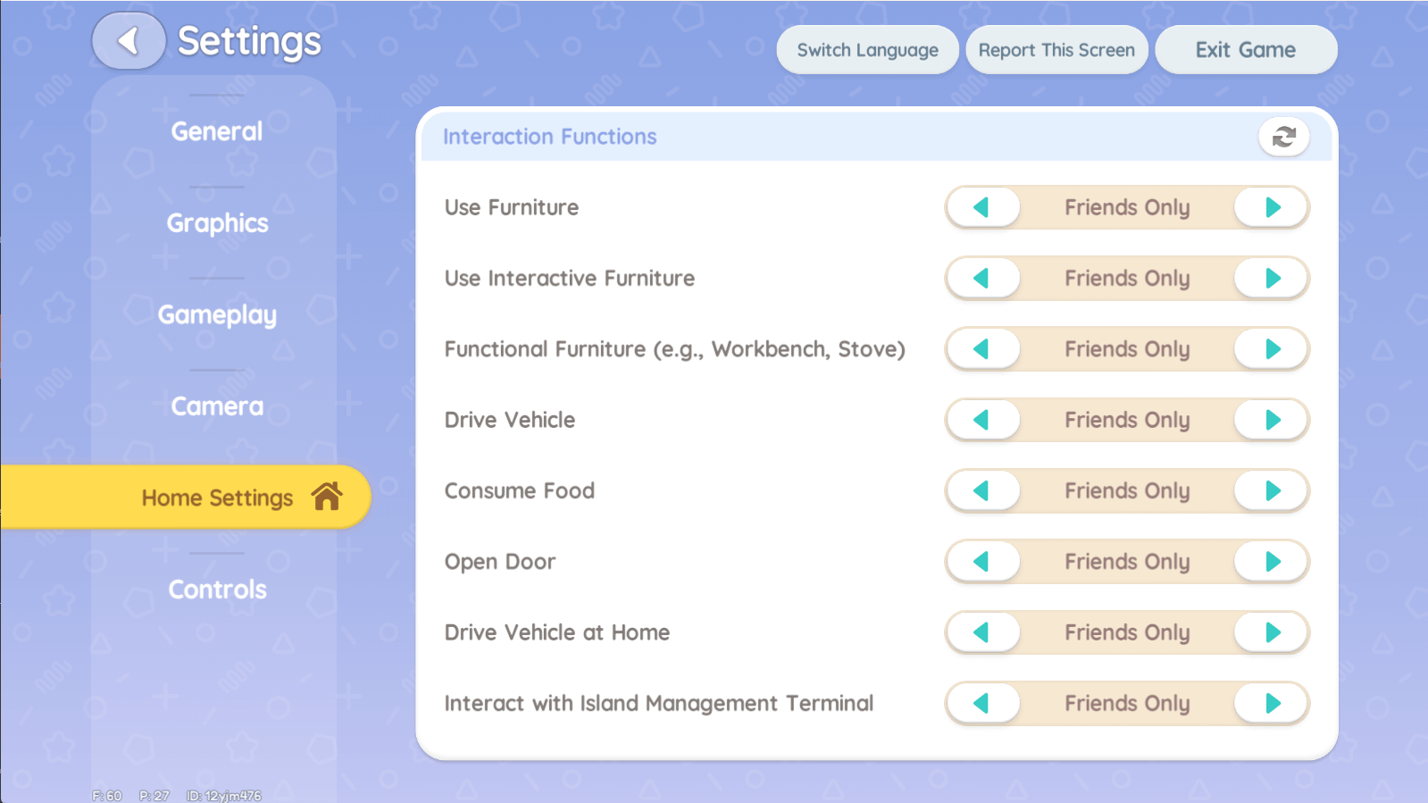 In-game settings screen in Heartopia displaying the account binding menu on Android
