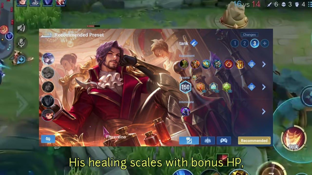 Florentino tank build preset when healing scales with bonus HP