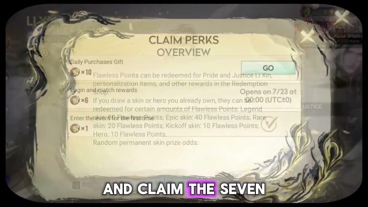 Li Xin Flawless Wish Claim Perks Wish Coins