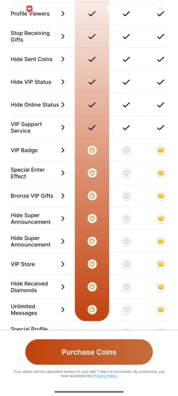 SuperLive privilegii VIP Ascunde Monede Trimise Efect Intrare Special