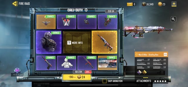 Interfaz de la Ruleta de la Suerte de Call of Duty Mobile con progresión de tiradas con CP