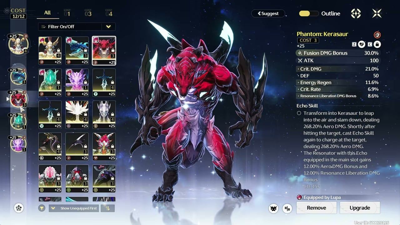 Wuthering Waves Cost 3 Fusion Echo with Crit Rate and Crit DMG