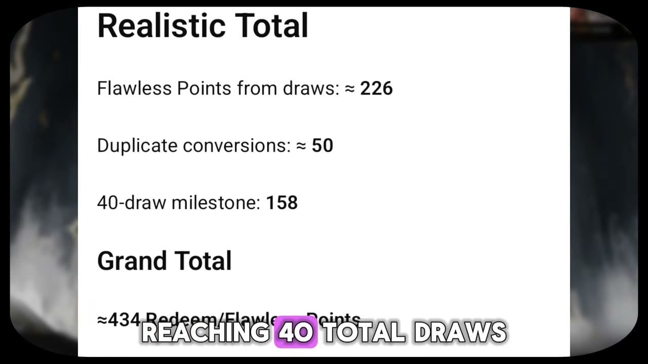 Li Xin Flawless Points math after 40 draws