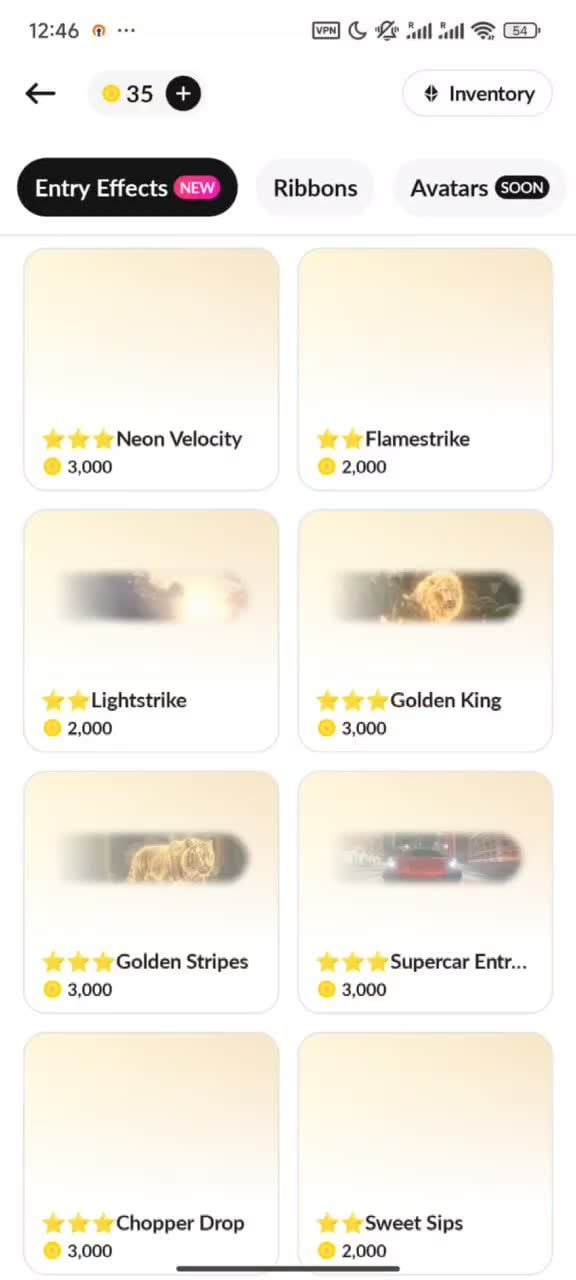 Tango Live Golden King en Supercar Entry Effects
