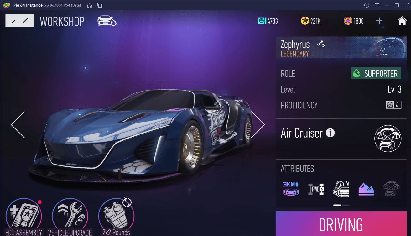 Ace Racer ECU enhancement grid and nitro configuration tuning menu