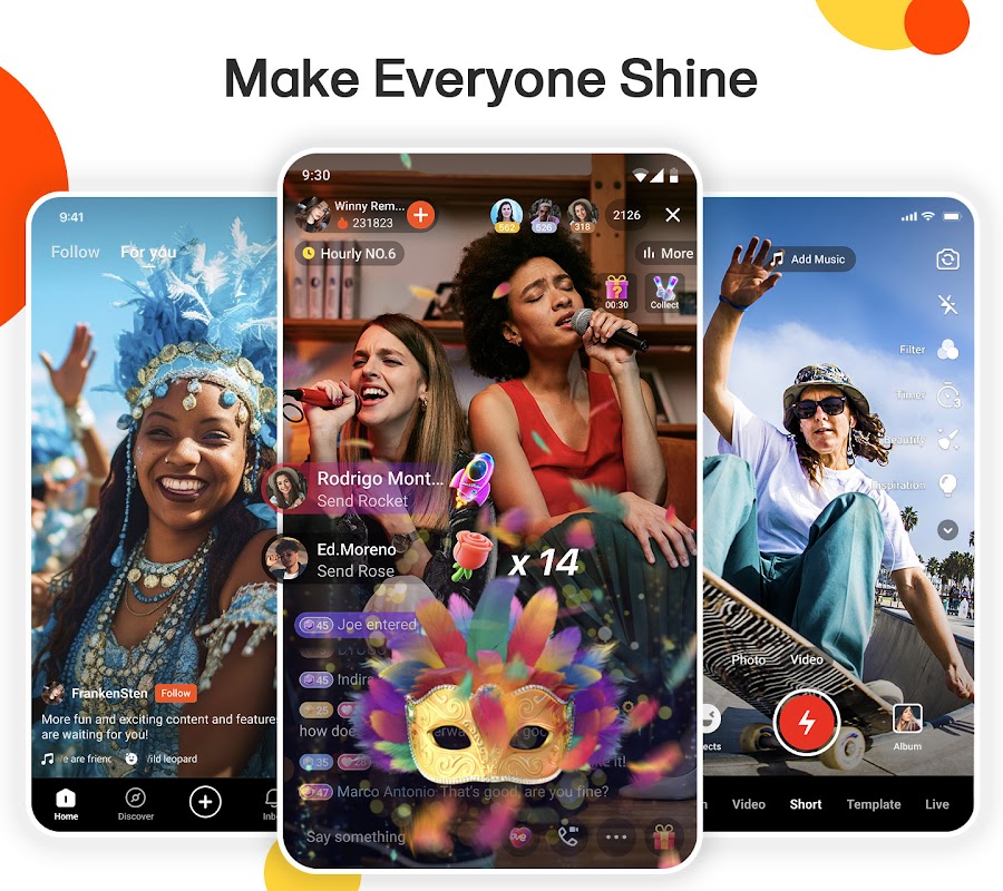 Interfaccia del feed video dell'app Kwai su smartphone Android