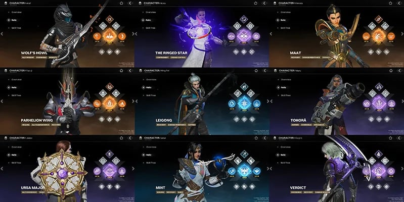 Destiny Rising Mythic hero selection screen