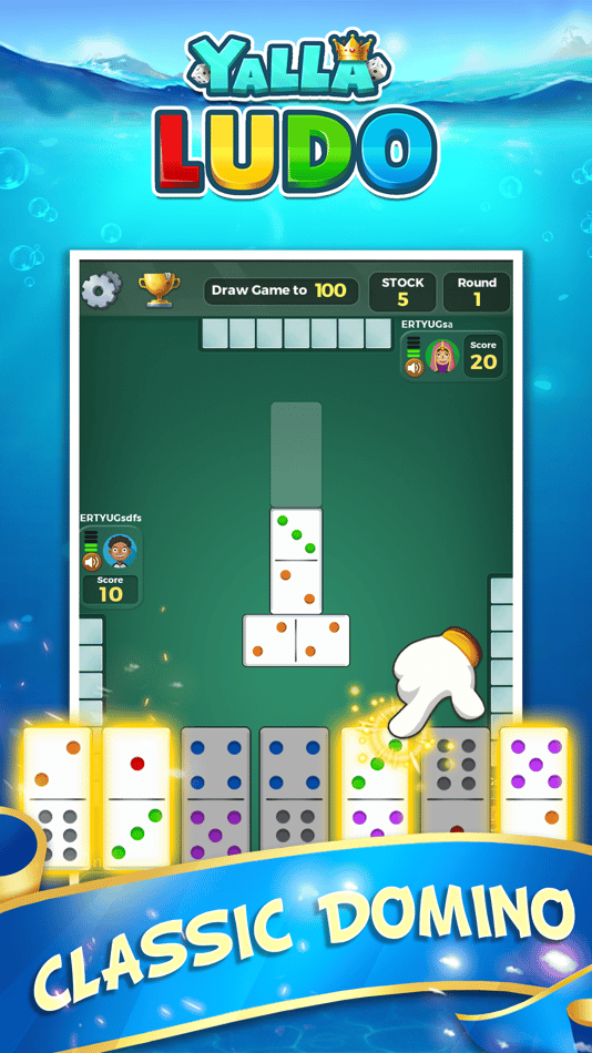 Interfejs pokoju społecznościowego Yalla Live z grami Ludo i Domino