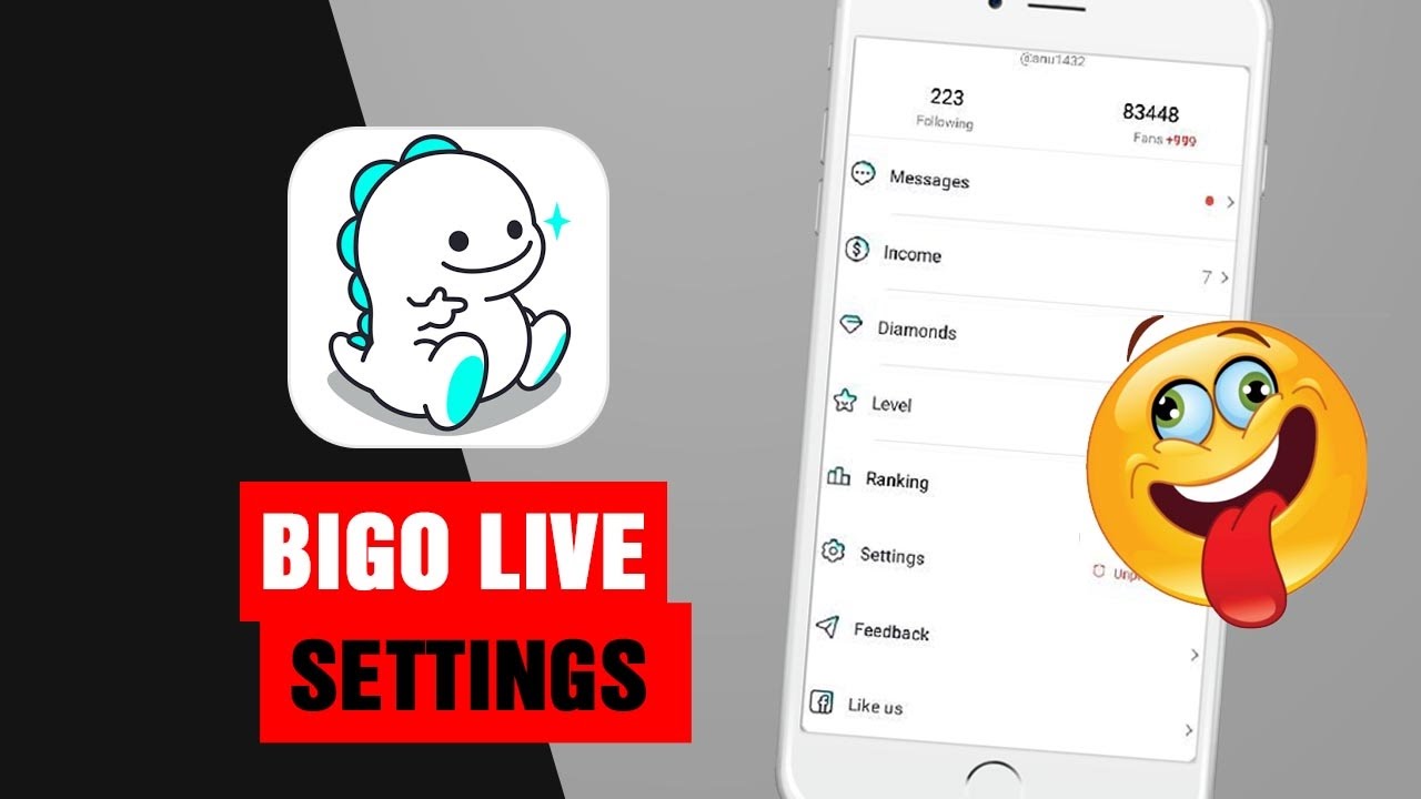 Menu impostazioni video BIGO LIVE con configurazione 0p 0fps