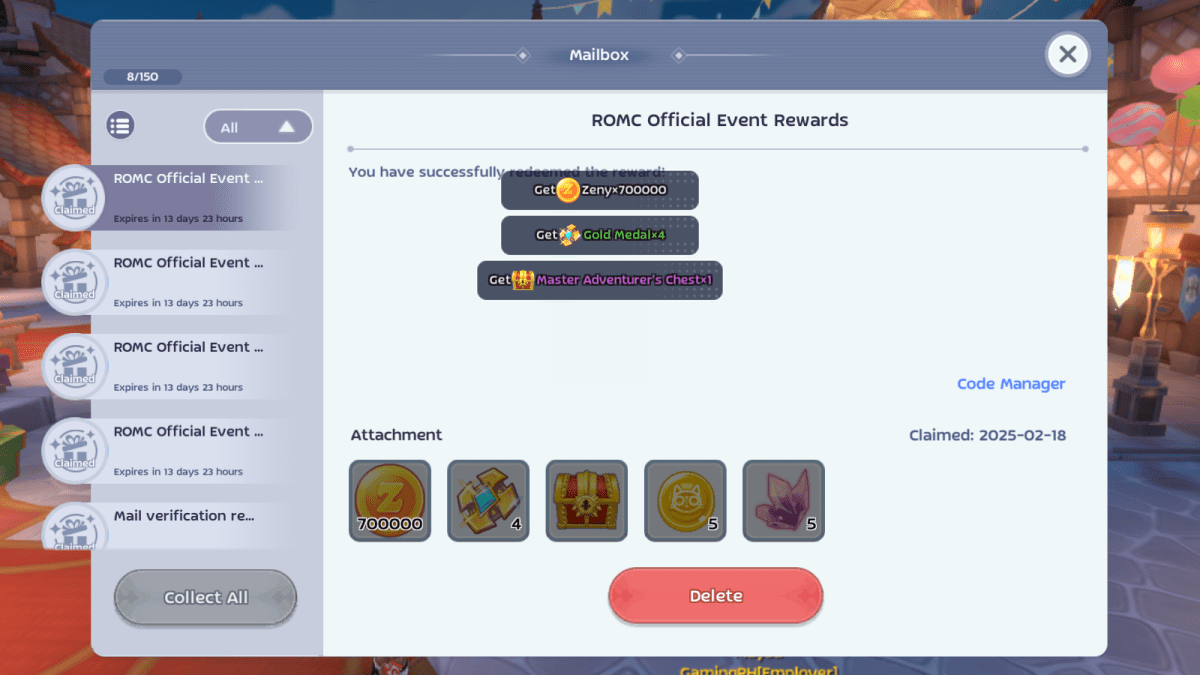 Ragnarok M 官方網頁兌換中心與帳號設定介面