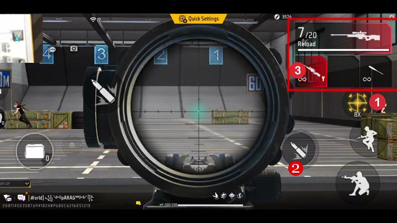 Free Fire 雙指 HUD 操控:開鏡、開火、切換(雙狙擊槍編號說明)