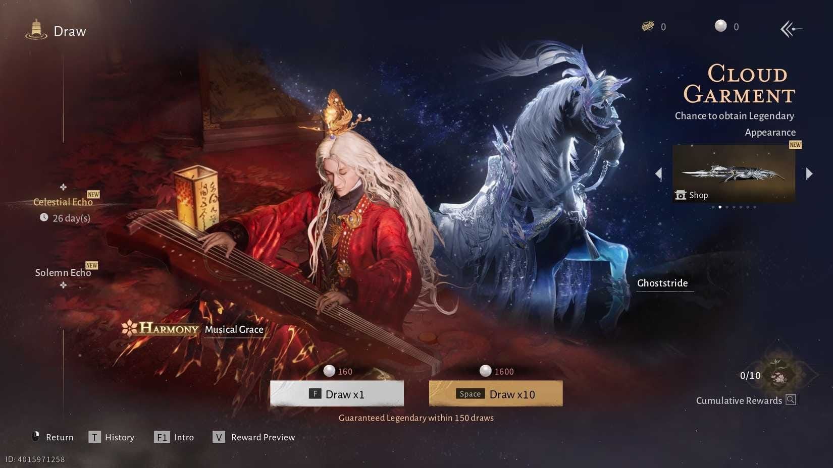 Gacha-Banner-Bildschirm zeigt den Pity-Zähler für Himmlischer und Feierlicher Echo
