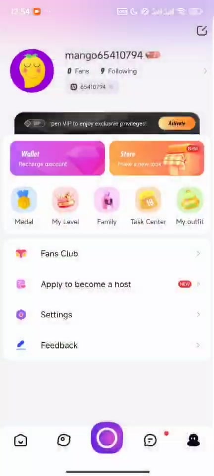 Mango Live प्रोफाइल वॉलेट रिचार्ज डिस्काउंट