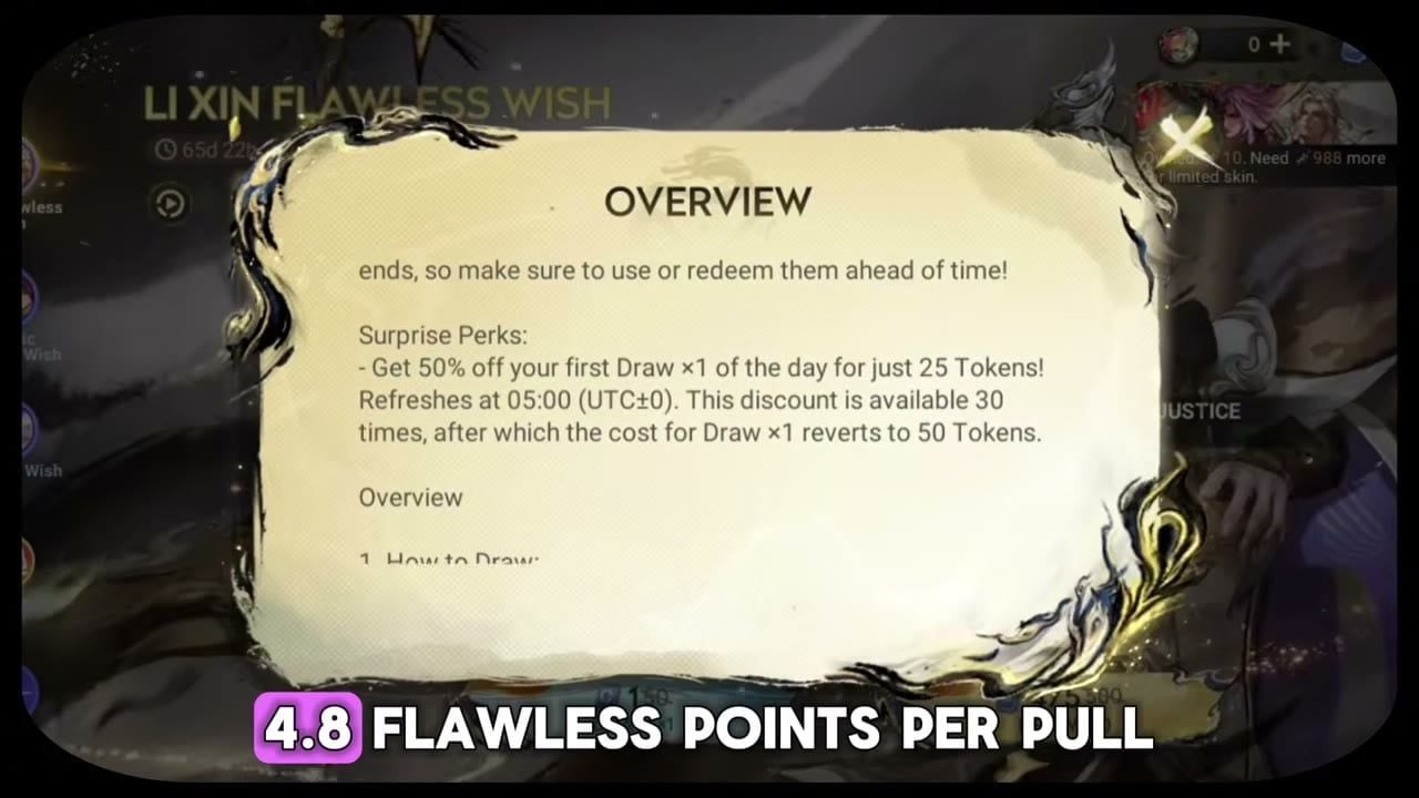 Li Xin Flawless Wish daily 50 percent Draw x1 discount