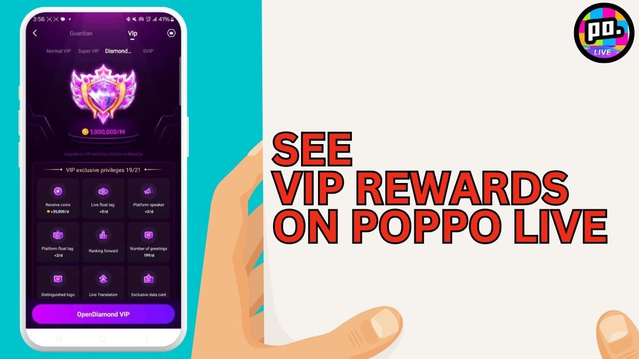 Poppo Live profile interface showing wealth level progress and badge rankings