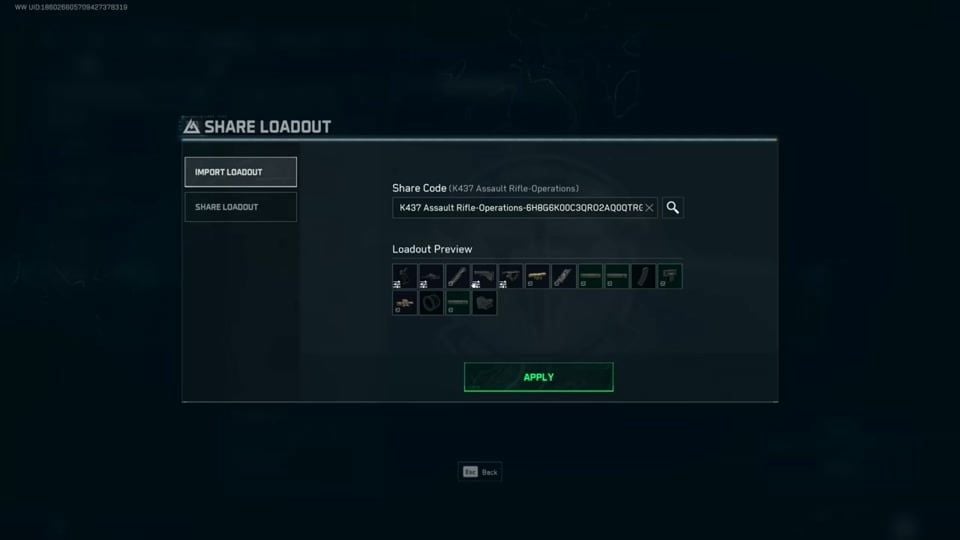 Delta Force Gunsmith share loadout code for K437 Operations build