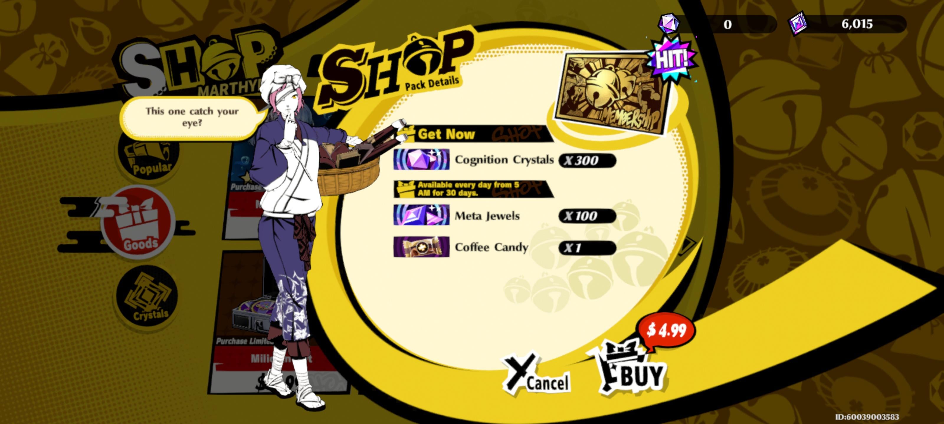 Cognition Crystals premium currency icon in Persona 5 The Phantom X