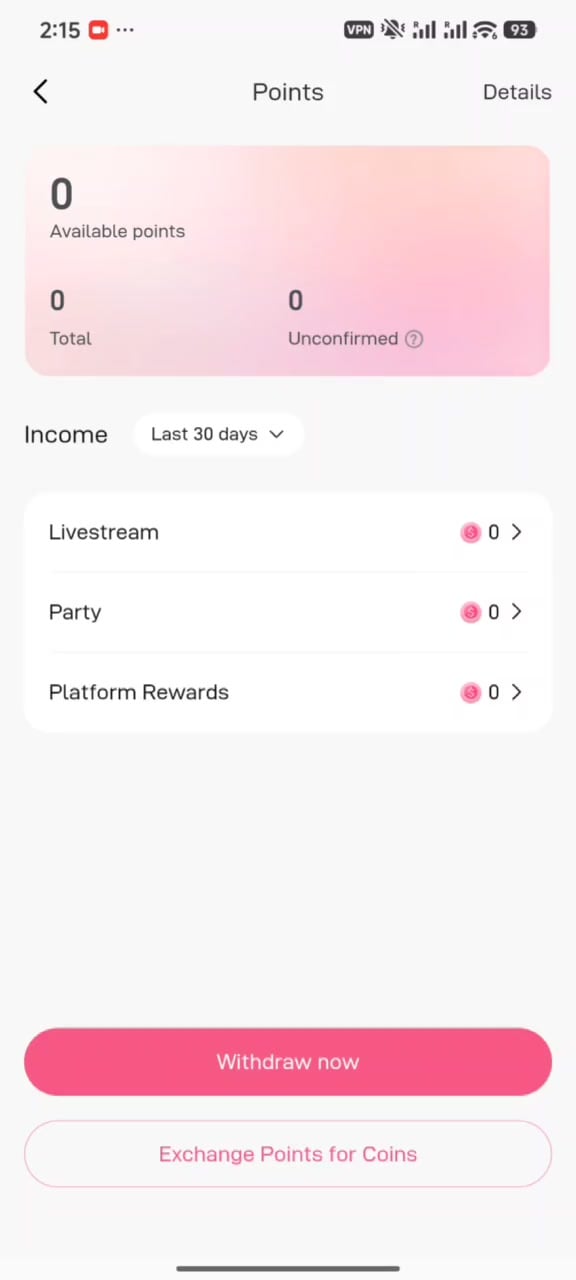 Venituri din puncte Poppo Live Livestream Party Recompense Platformă